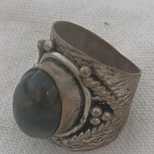 Elegant Silver Ring with Black Stone